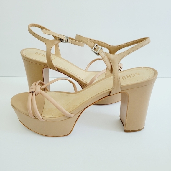 NEW Schutz Kelsie Beige Platform Heeled Sandals